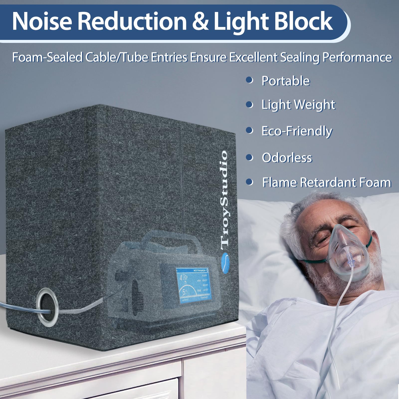 TroyStudio Portable Sound Proof Box, 16''x12''x16.2'' Noise Reduction Enclosure, Light Blocking Quiet Cover, Soundproof Barrier